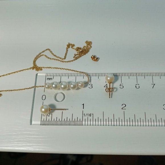 (SOLD) 14K YG Pearl Necklace Set - Picture 7 of 7